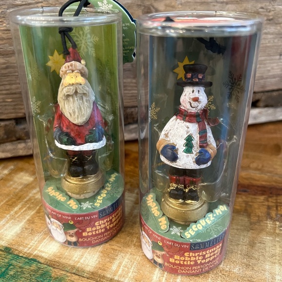 Wine bottle toppers. Snowman Santa Old Country/folk look. NIB. NWT - Picture 6 of 6